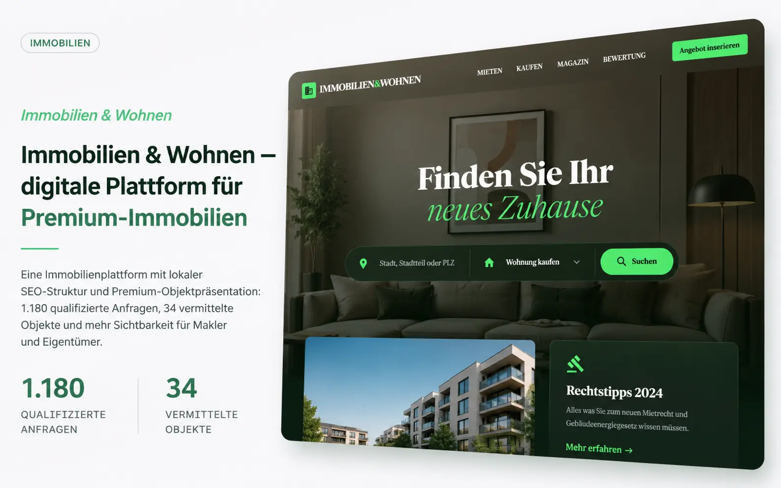 Immobilien & Wohnen — Immobilien & Wohnen — digitale Plattform für Premium-Immobilien