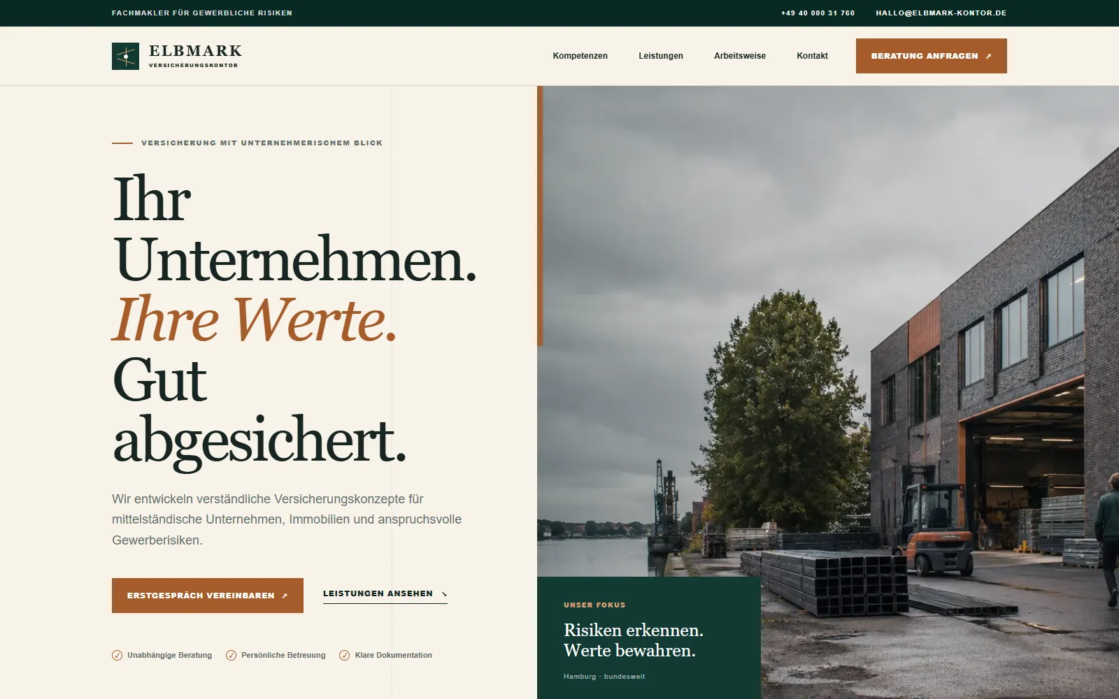 Elbmark Versicherungskontor — Elbmark Versicherungskontor — Cyber und gewerbliche Risiken als Einstieg