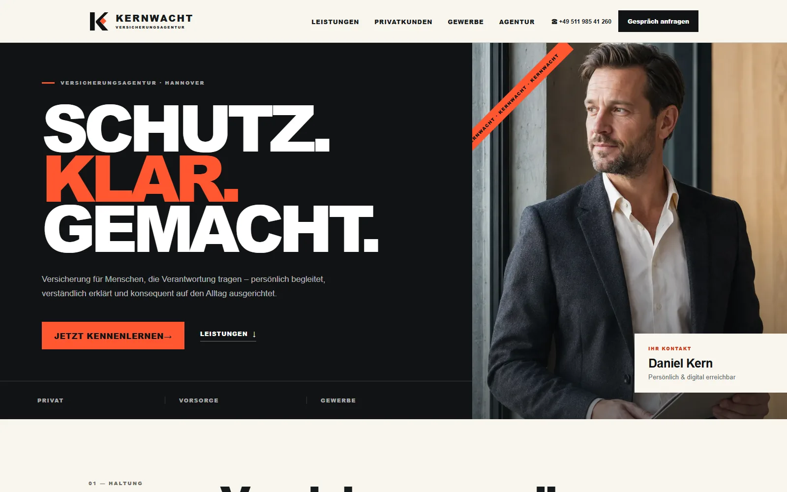 Kernwacht Versicherungsagentur — Kernwacht Versicherungsagentur — kurze Anfragestrecke für die Agentur