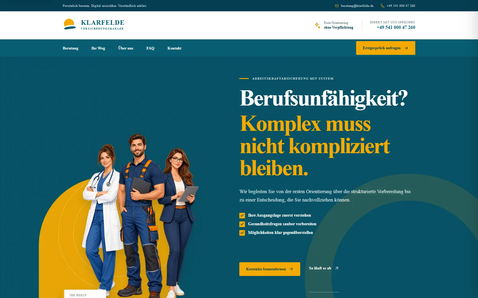 Klarfelde Versicherungsmakler — Klarfelde Versicherungsmakler — Berufsunfähigkeit verständlich erklärt
