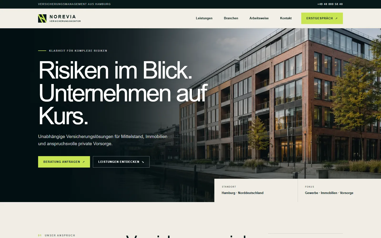 Norevia Versicherungskontor — Norevia Versicherungskontor — Positionierung als externe Versicherungsabteilung