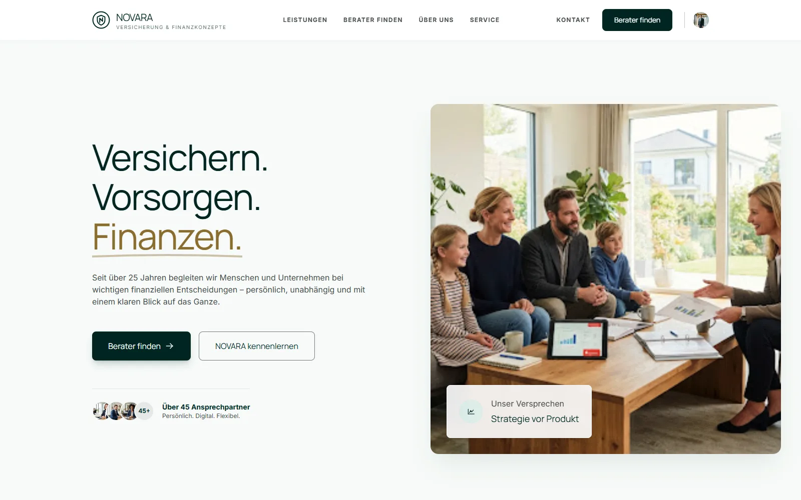 NOVARA Versicherung & Finanzkonzepte — NOVARA — Plattform und Leadverteilung für 48 Berater
