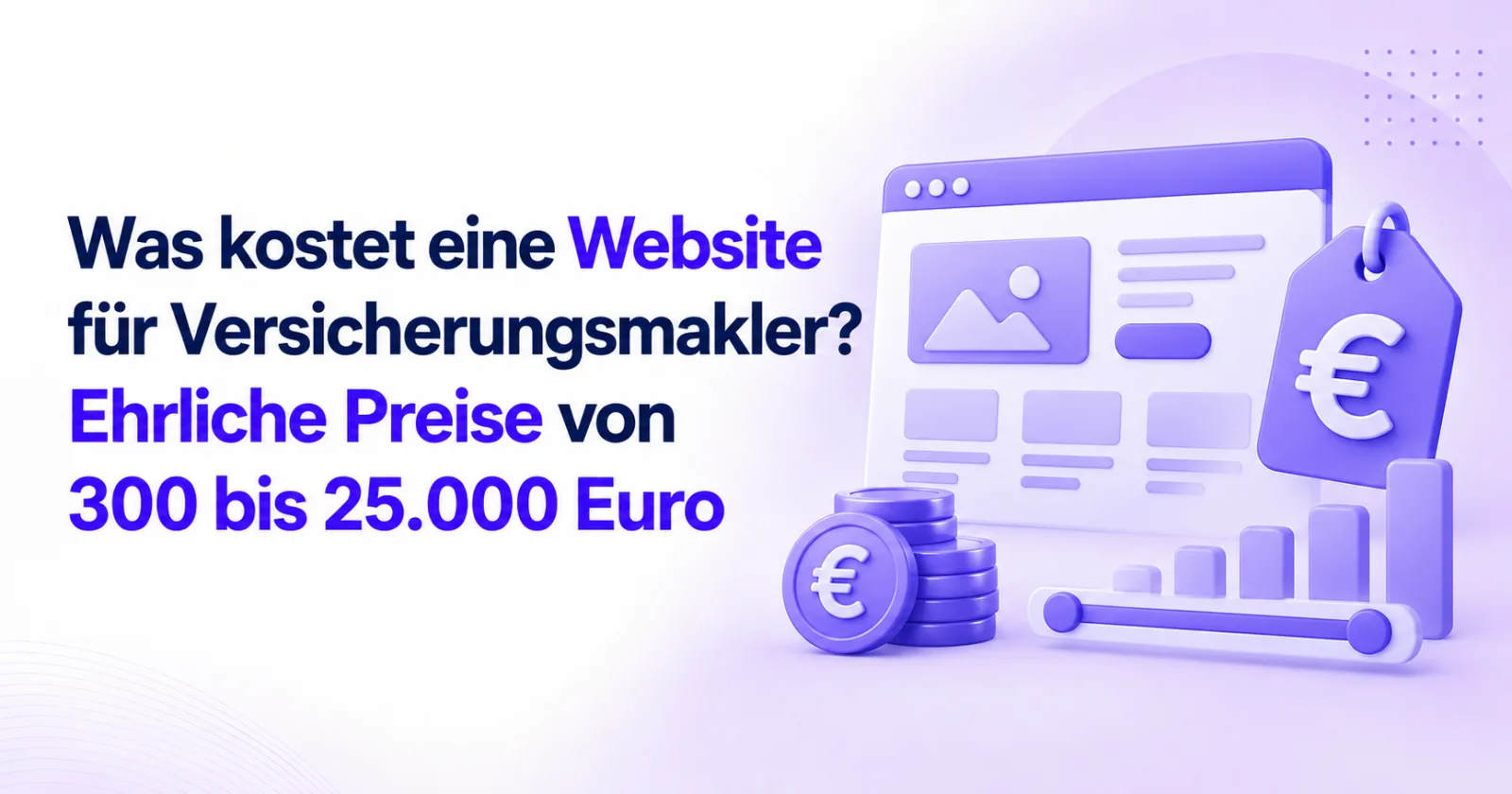 Versicherungsmakler vergleicht am Schreibtisch mehrere Angebote für eine neue Website mit Taschenrechner und Laptop