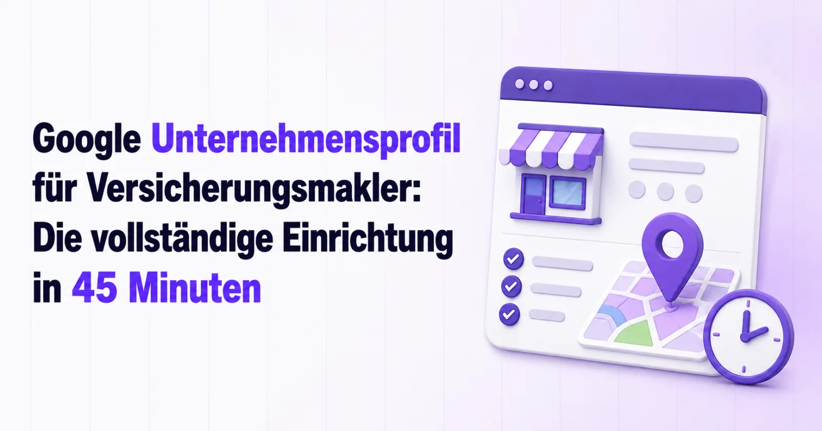 Google-Unternehmensprofil eines Versicherungsmaklers auf einem Smartphone mit Kartenausschnitt und Bewertungen