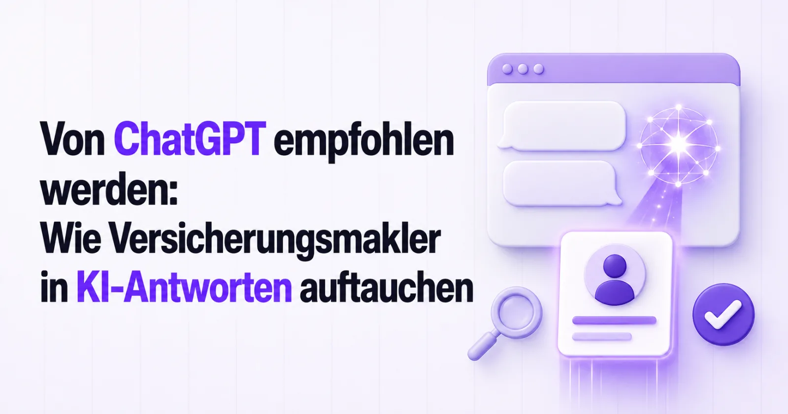 Versicherungsmakler prüft am Laptop, ob ein KI-Assistent sein Büro in der Antwort nennt