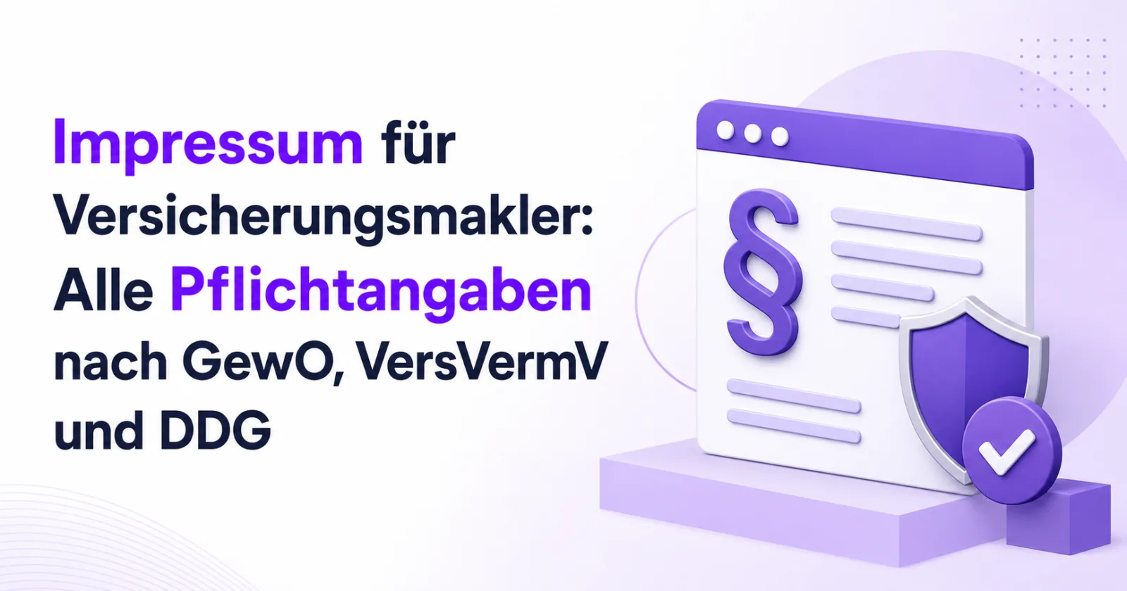 Impressumsseite einer Versicherungsmakler-Website auf einem Laptop mit Registernummer und Aufsichtsbehörde